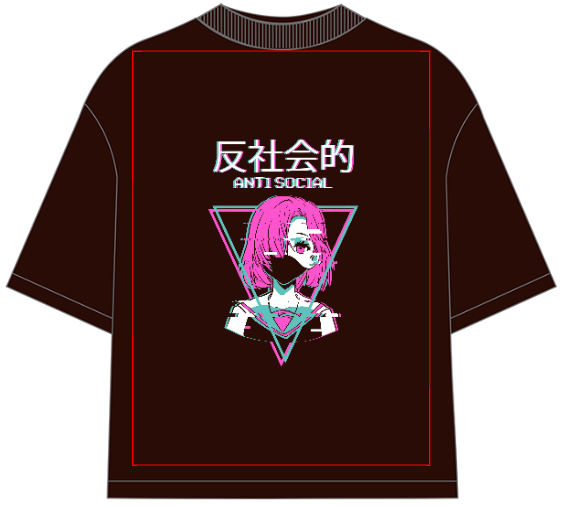 Anti Social Anime Girl Oversized T-Shirt