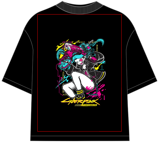 Cyberpunk Black Oversized Anime T-Shirt