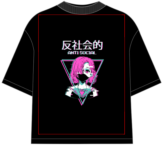 Anti Social Anime Girl Oversized T-Shirt