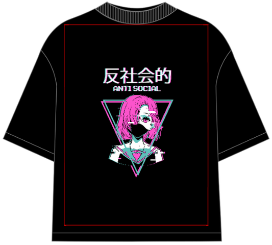 Anti Social Anime Girl Oversized T-Shirt