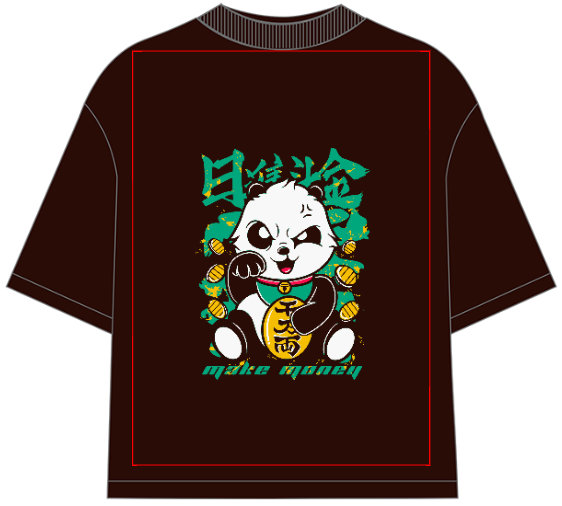 Make Money Panda Illustrations Oversized T-Shirt