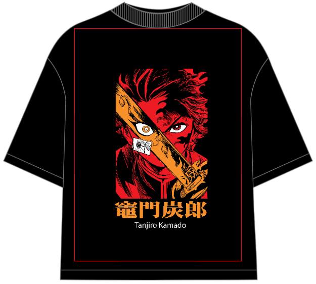 Demon Slayer Tanjiro Kamado on Fire Oversized Anime T-Shirt