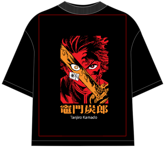 Demon Slayer Tanjiro Kamado on Fire Oversized Anime T-Shirt