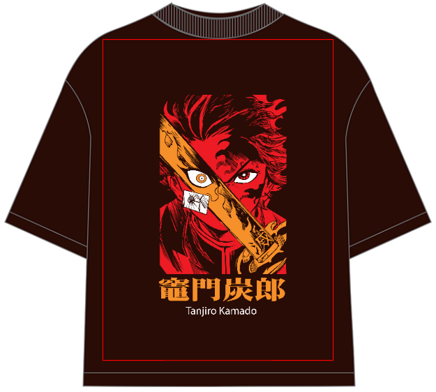 Demon Slayer Tanjiro Kamado on Fire Oversized Anime T-Shirt