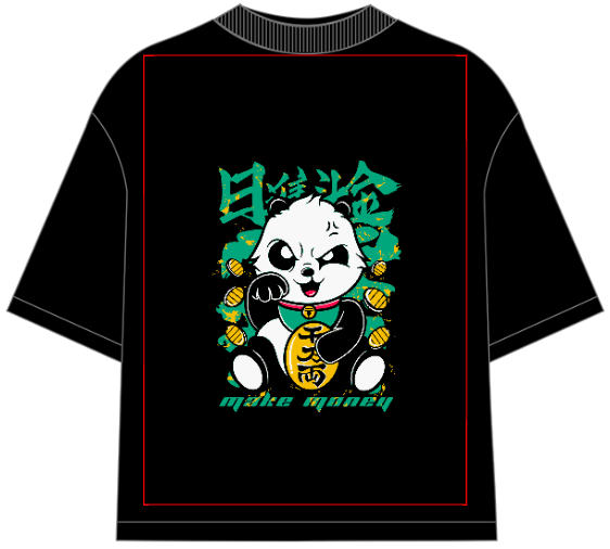 Make Money Panda Illustrations Oversized T-Shirt