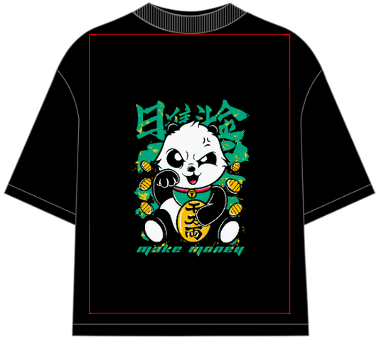 Make Money Panda Illustrations Oversized T-Shirt